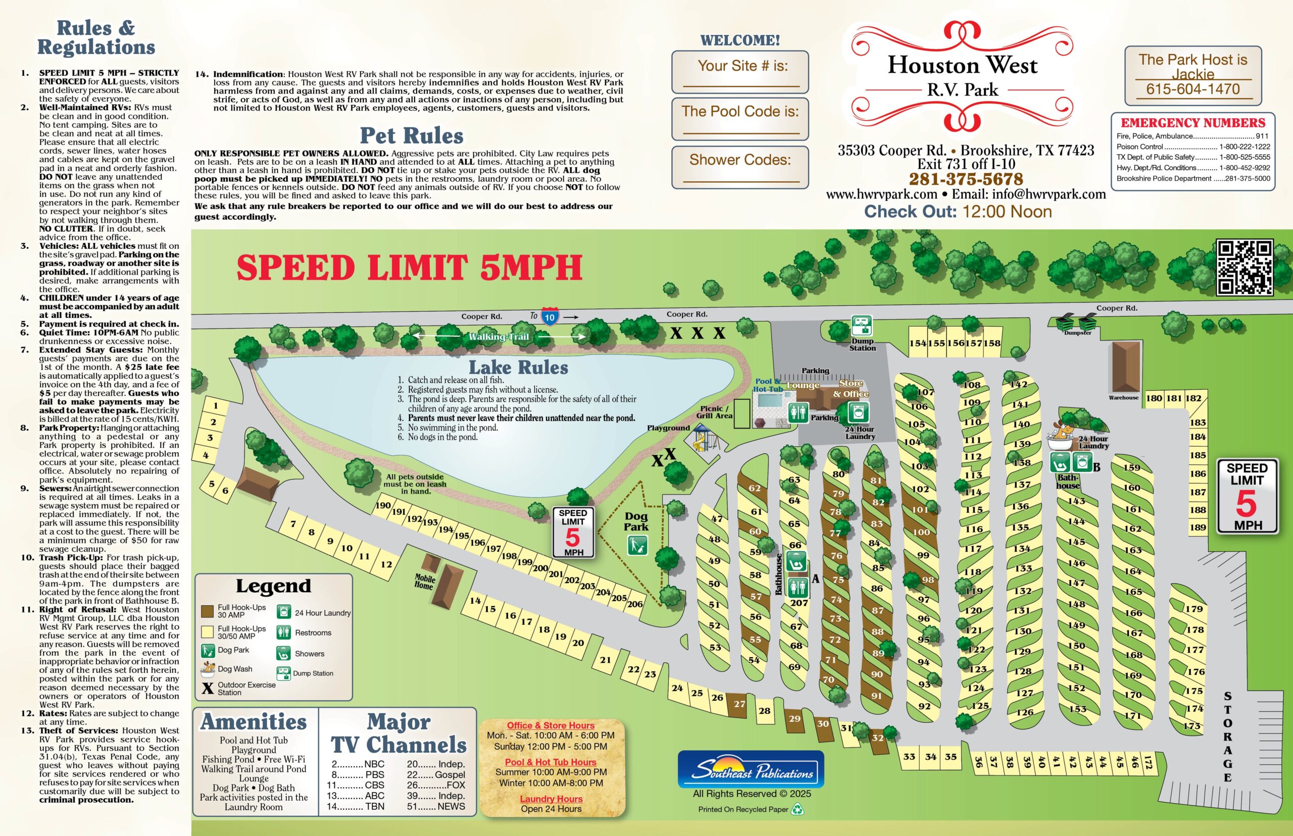 Houston West RV Park Site Map Brookshire TX